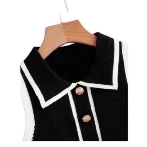 Women's Button Front Striped Collar Sleeveless Sweater Vest Knit Top size small - Picture 13 of 13